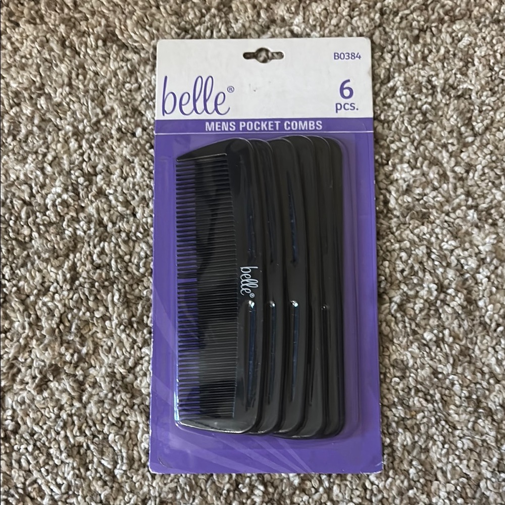 Elle Black Men's Pocket Combs - 6 Pack
